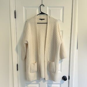 NWOT Max Sport Ivory Checkered Open Sweater Coat size M
